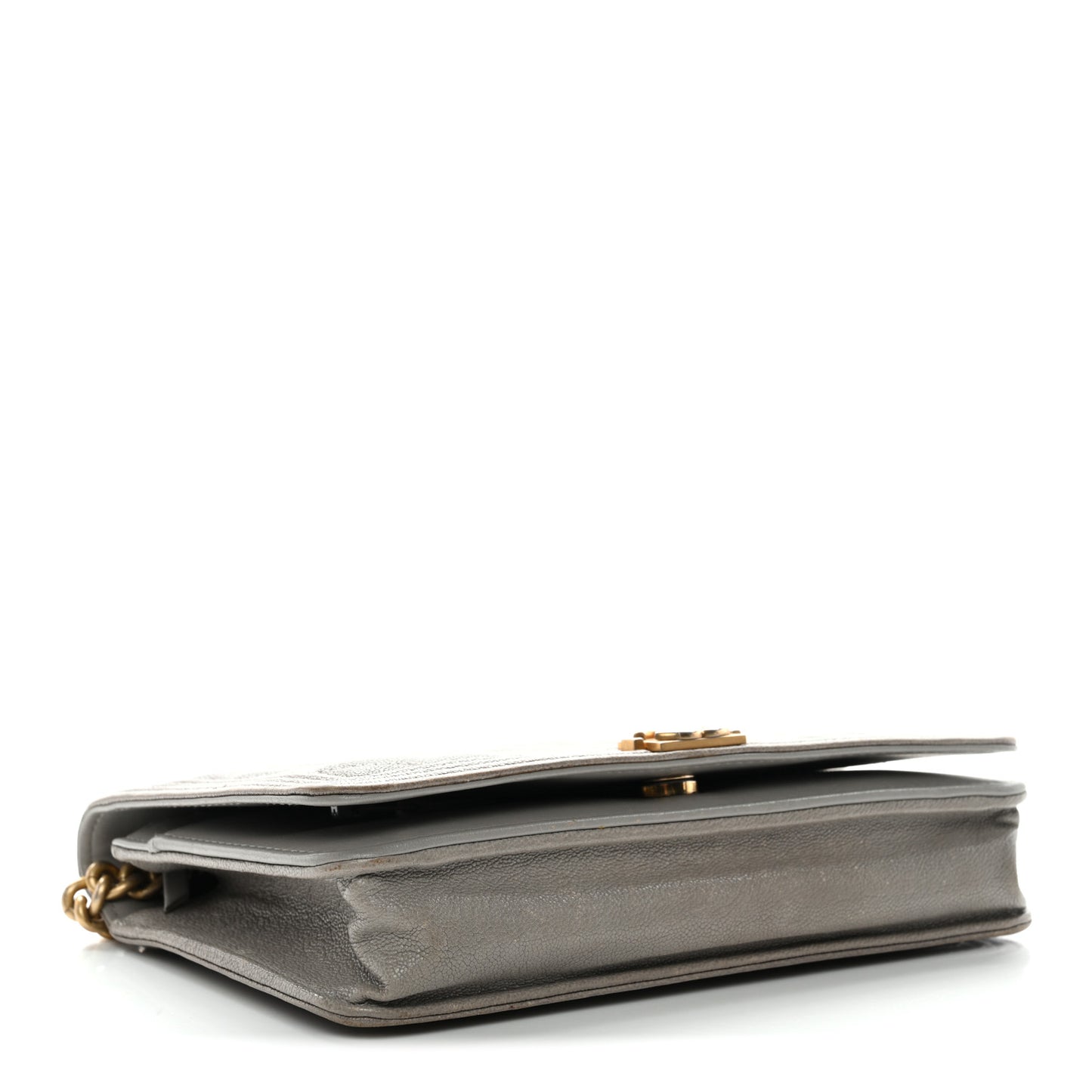 Caviar Quilted Boy Wallet On Chain WOC Grey