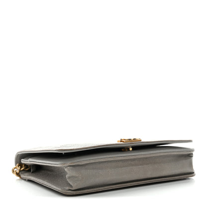 Chanel Caviar Quilted Boy Wallet On Chain WOC Grey 4 of 17