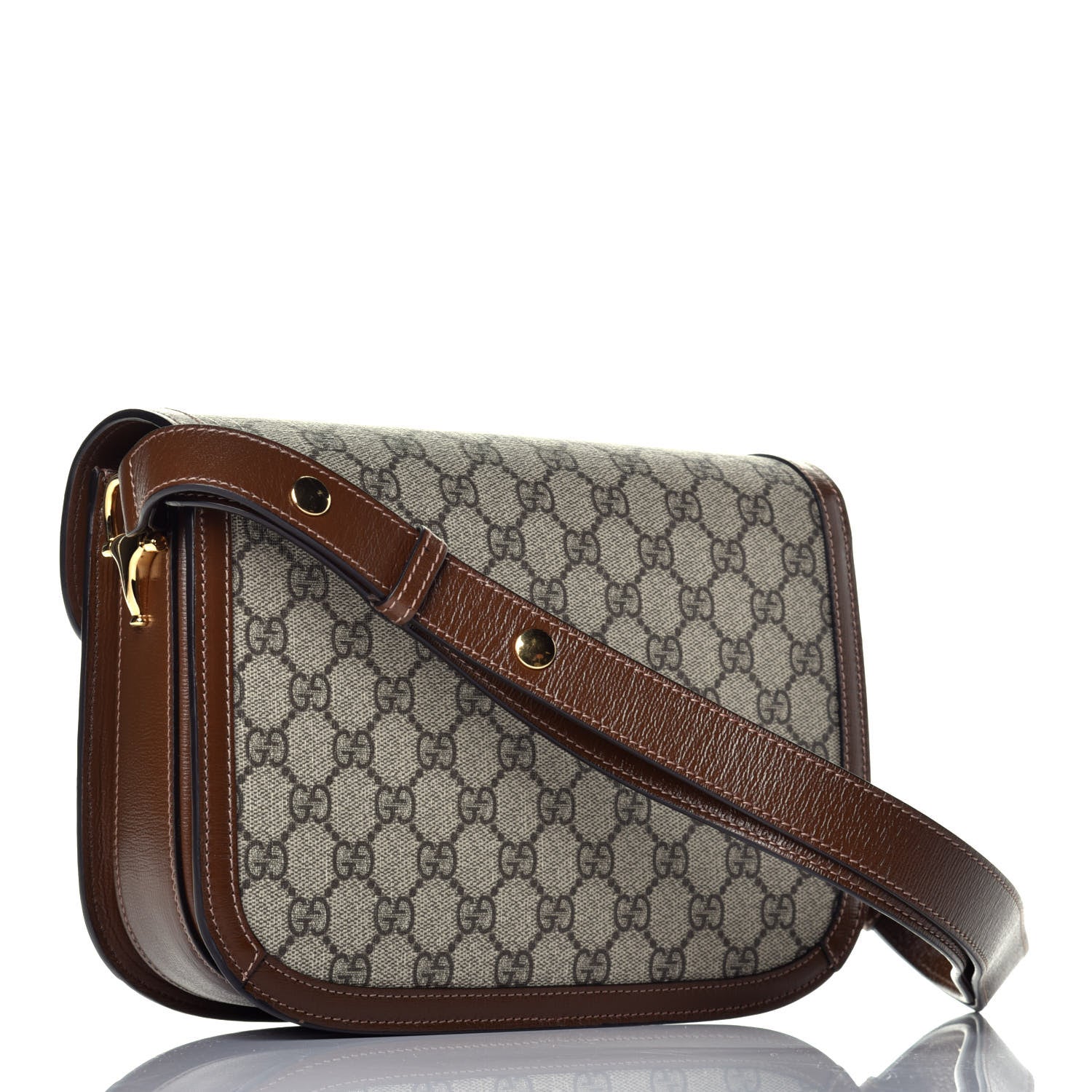 Gucci GG Supreme Monogram Horsebit 1955 Shoulder Bag Beige Brown Sugar 3 of 9