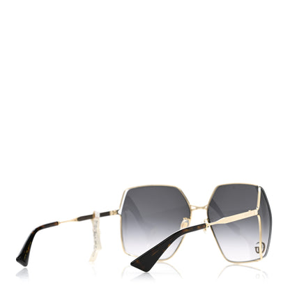 Gucci Metal Square Frame Sunglasses GG0817S Gold Grey 4 of 7