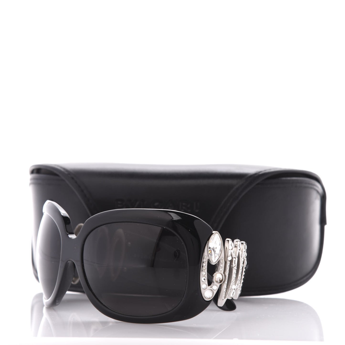 Oval Crystal 8016-B Sunglasses Black