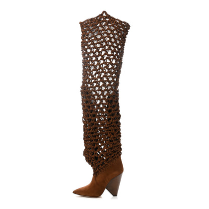Saint Laurent Suede Twine Soho Niki 105 Thigh High Boots 36 Light Land 1 of 7