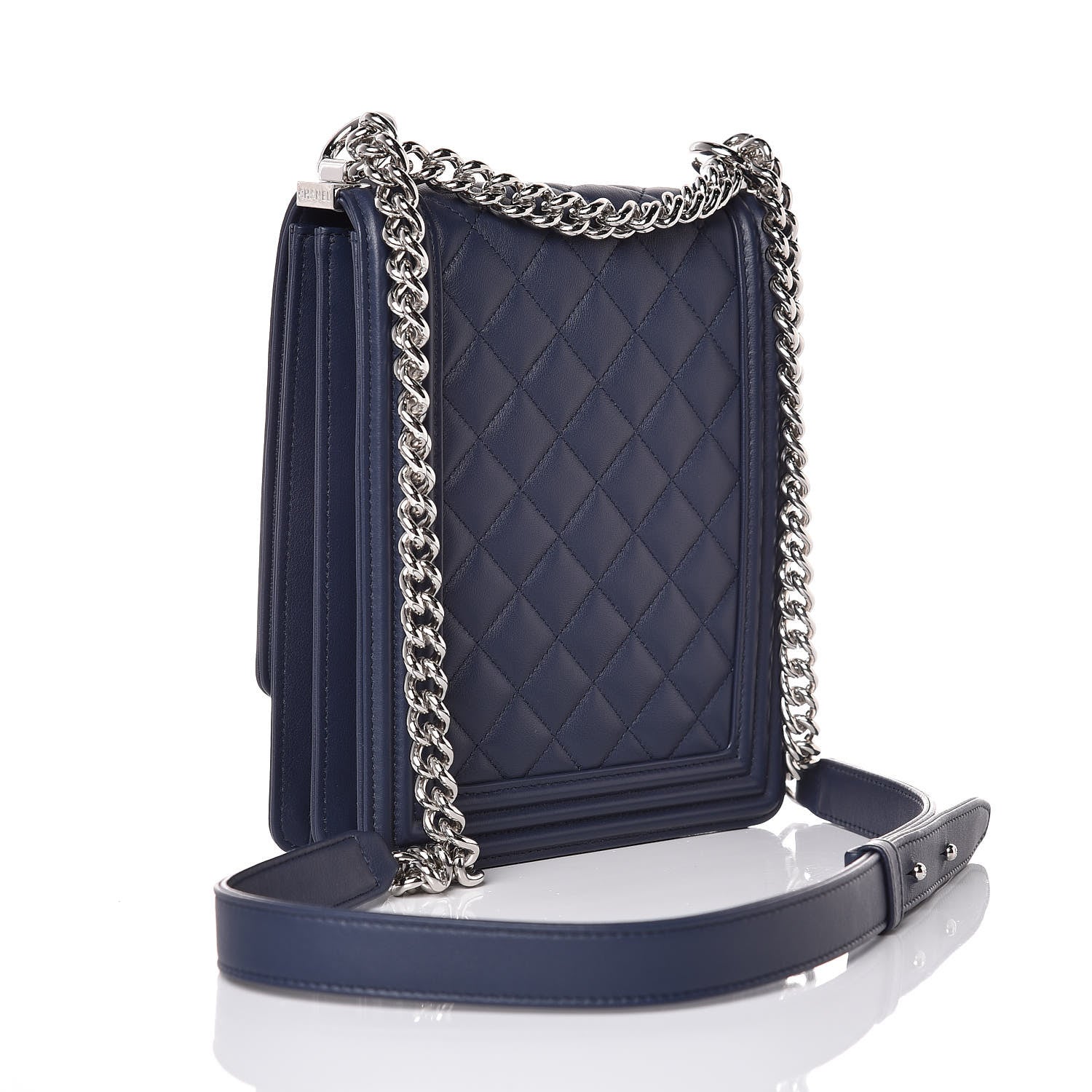 Chanel Calfskin Quilted North South Boy Flap Navy 3 of 7