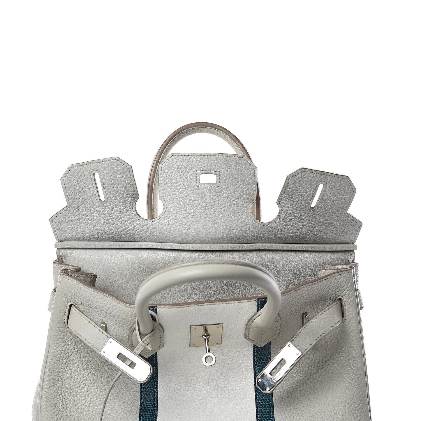 Taurillon Clemence Lizard Club Birkin 30 Gris Perle White Mykonos