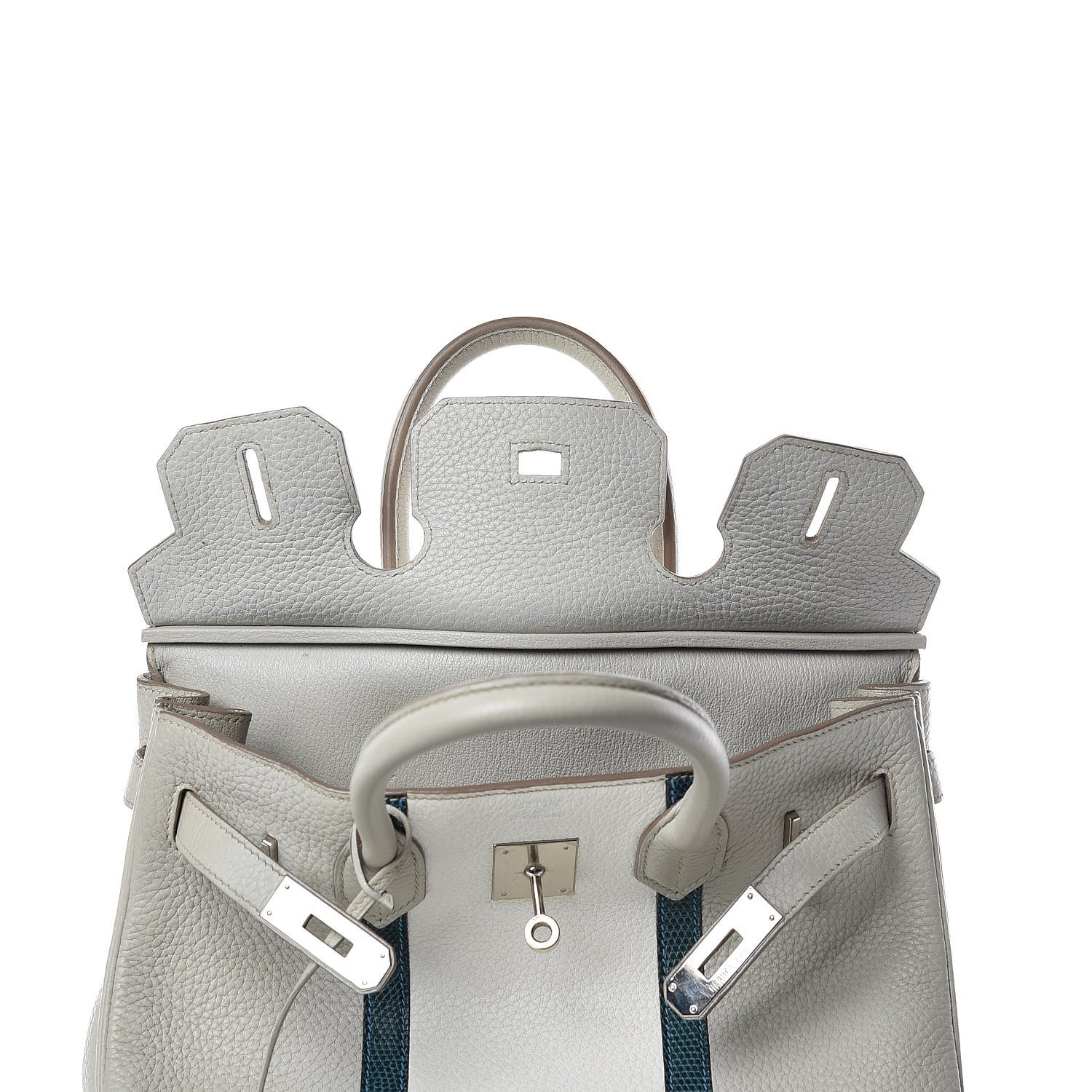 Hermes Taurillon Clemence Lizard Club Birkin 30 Gris Perle White Mykonos 14 of 38