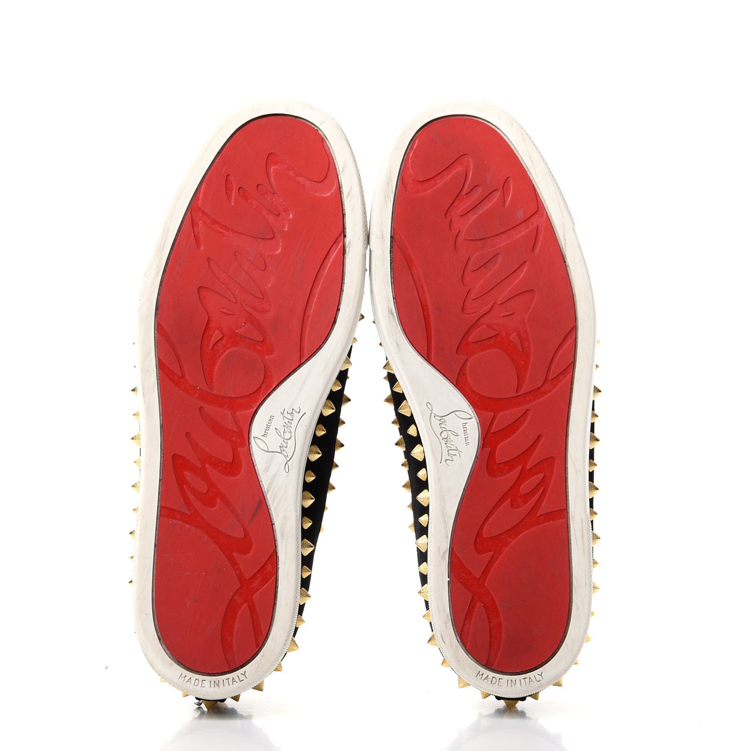 Christian Louboutin Velvet Womens Spikes Pik Boat Sneakers 38 Black 6 of 10