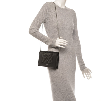 Celine Python Smooth Lambskin Frame Evening Chain Clutch Black 2 of 7