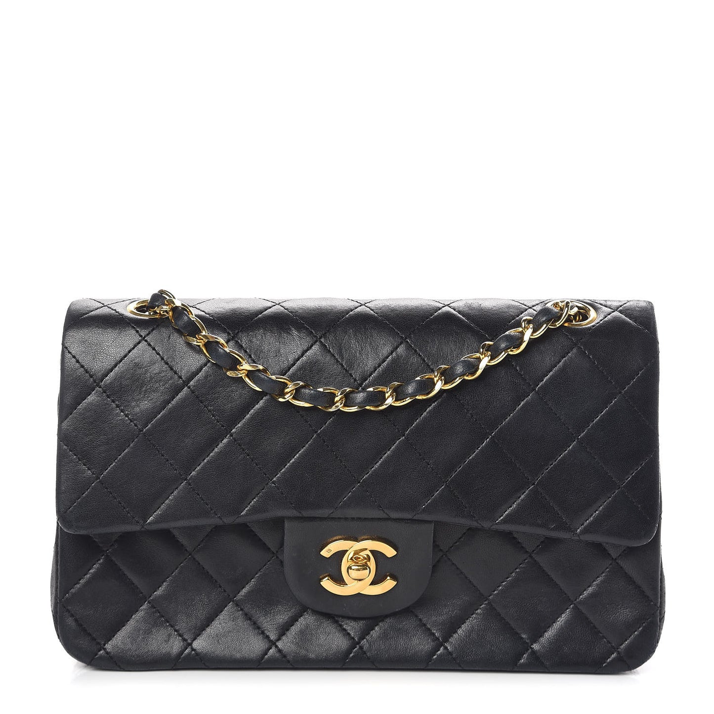 Lambskin Quilted Small Double Flap Black