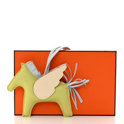 Hermes Milo Lambskin Grigri Rodeo Pegase Horse Bag Charm MM Jaune Bourgeon Bleu Brume Nata 5 of 5