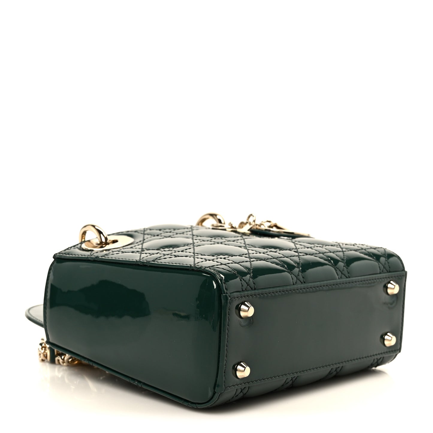 Patent Cannage Mini Lady Dior Pine Green