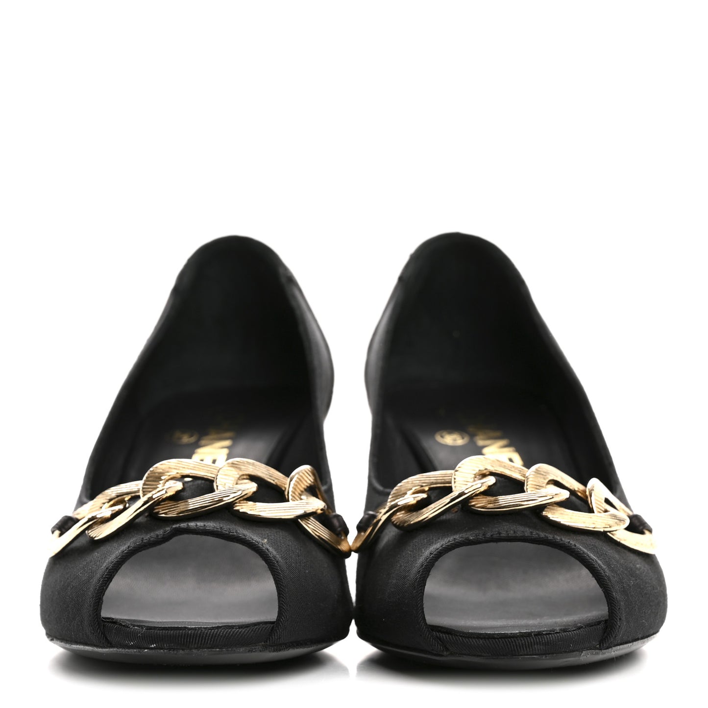 Nylon Lambskin Quilted Chain CC Pumps 37 Black