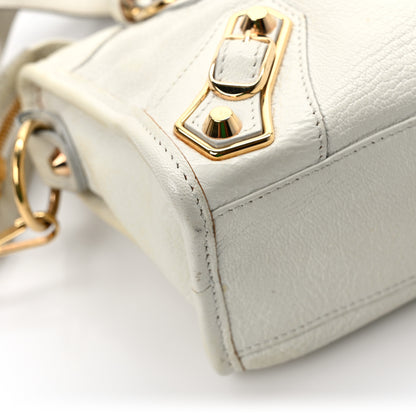 Balenciaga Chevre Gold Metallic Edge Hardware Mini City White 10 of 12