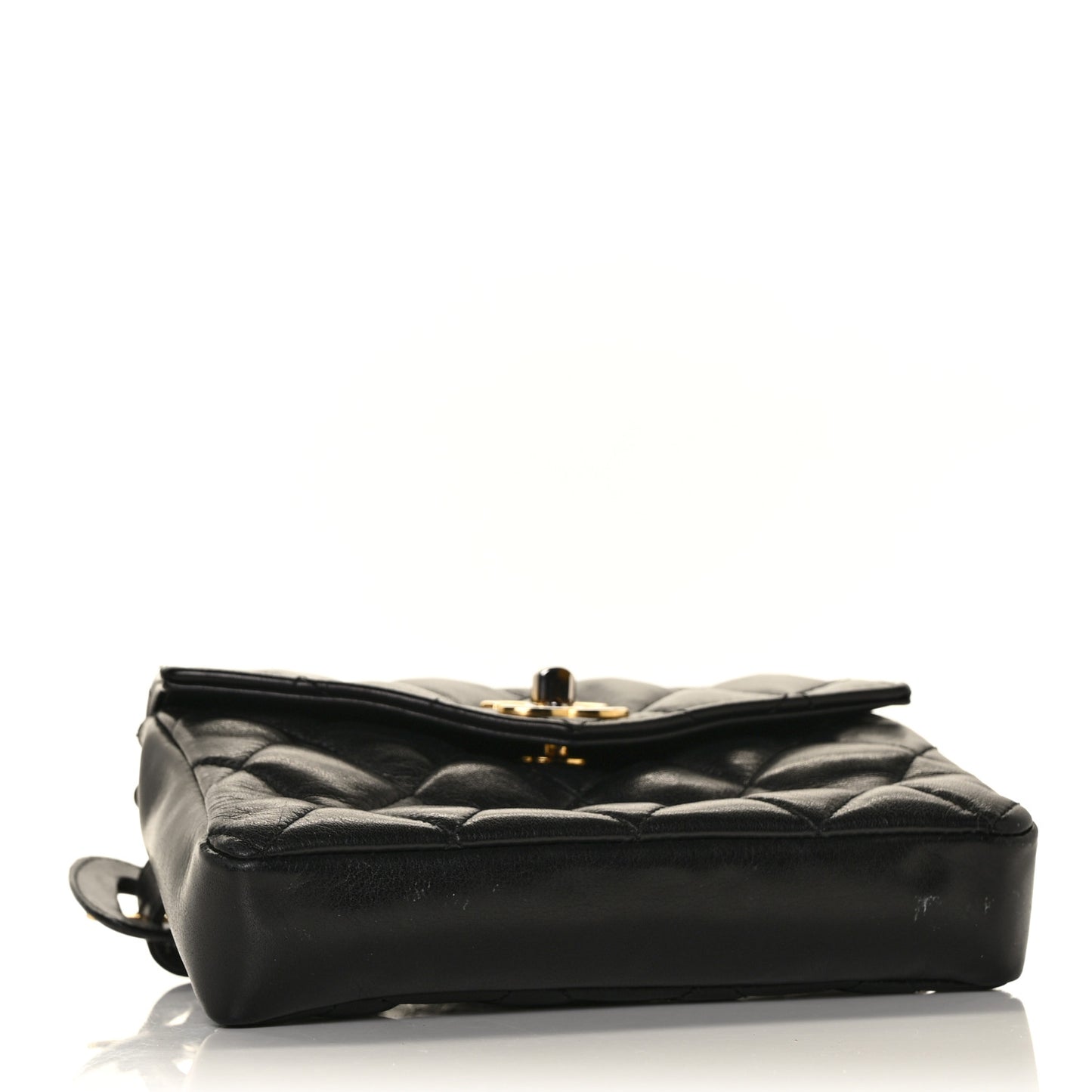 Lambskin Quilted Flap Waist Belt Bag 75 30 Black