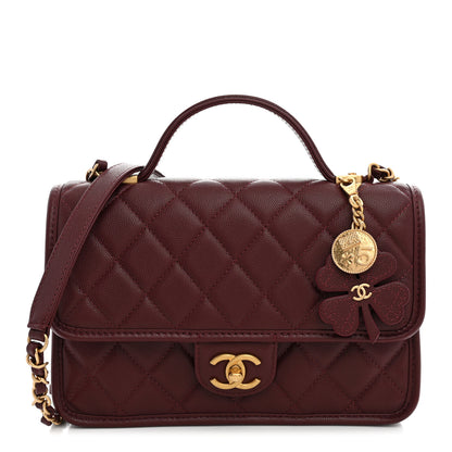 Chanel Caviar Quilted School Memory Top Handle Flap Burgundy 1 of 10