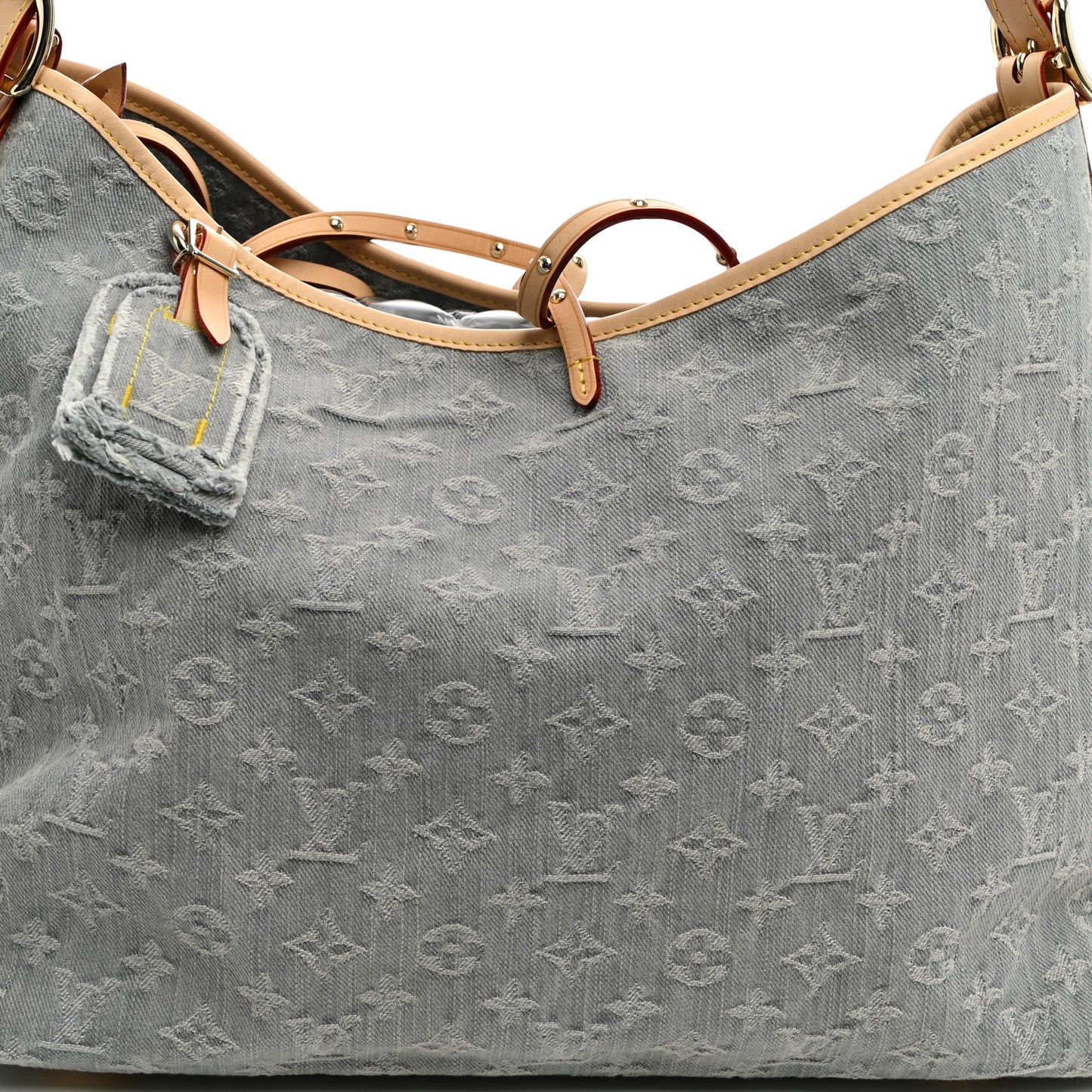 Monogram Denim CarryAll MM Washed Grey