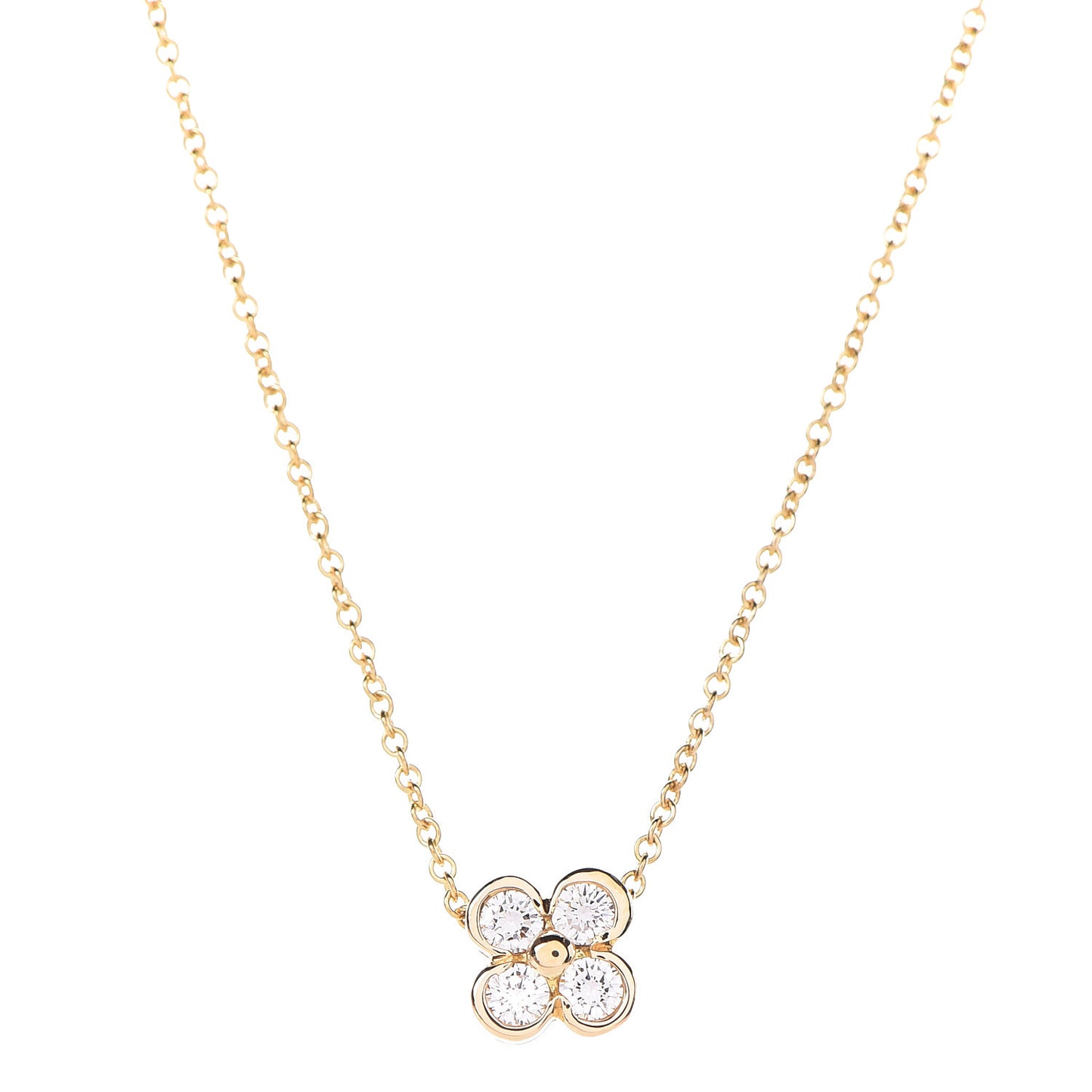 18K Yellow Gold Diamond Lace Pendant Necklace