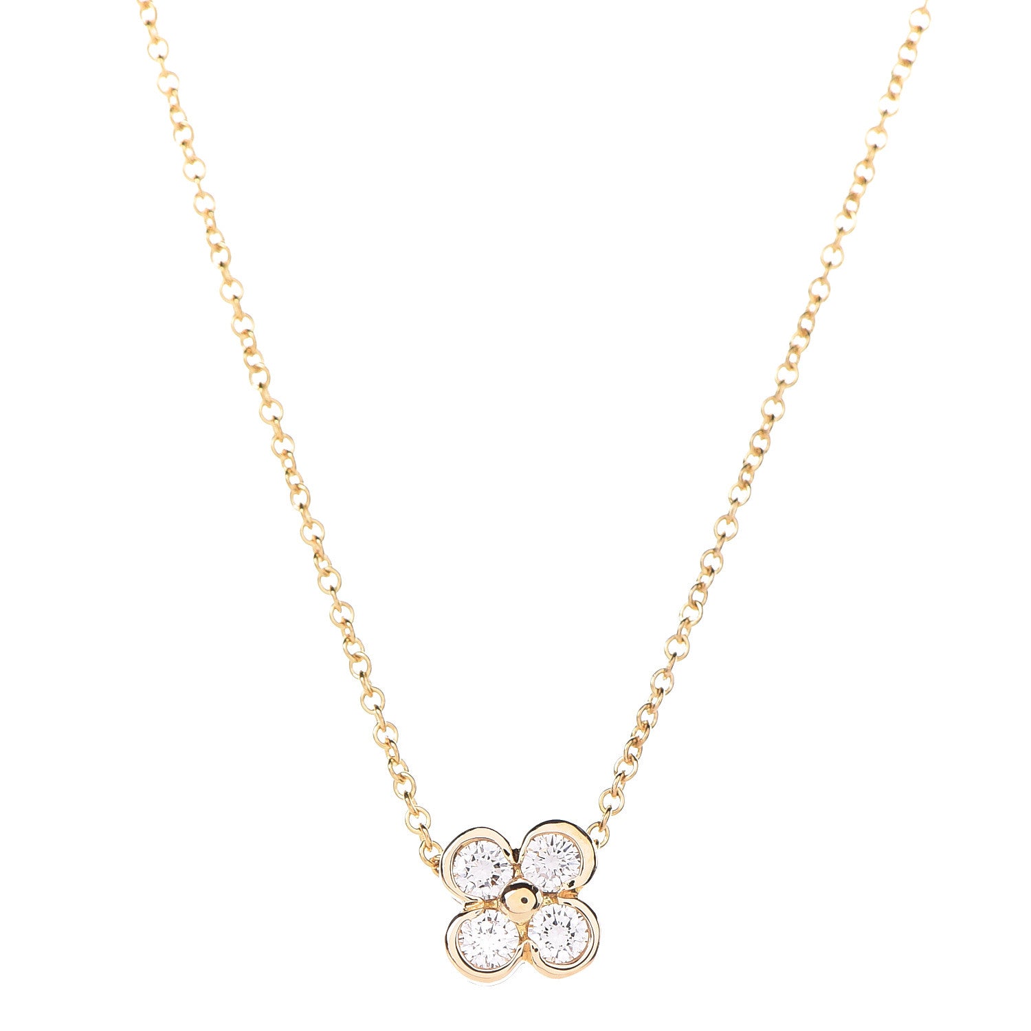 Tiffany 18K Yellow Gold Diamond Lace Pendant Necklace 4 of 6