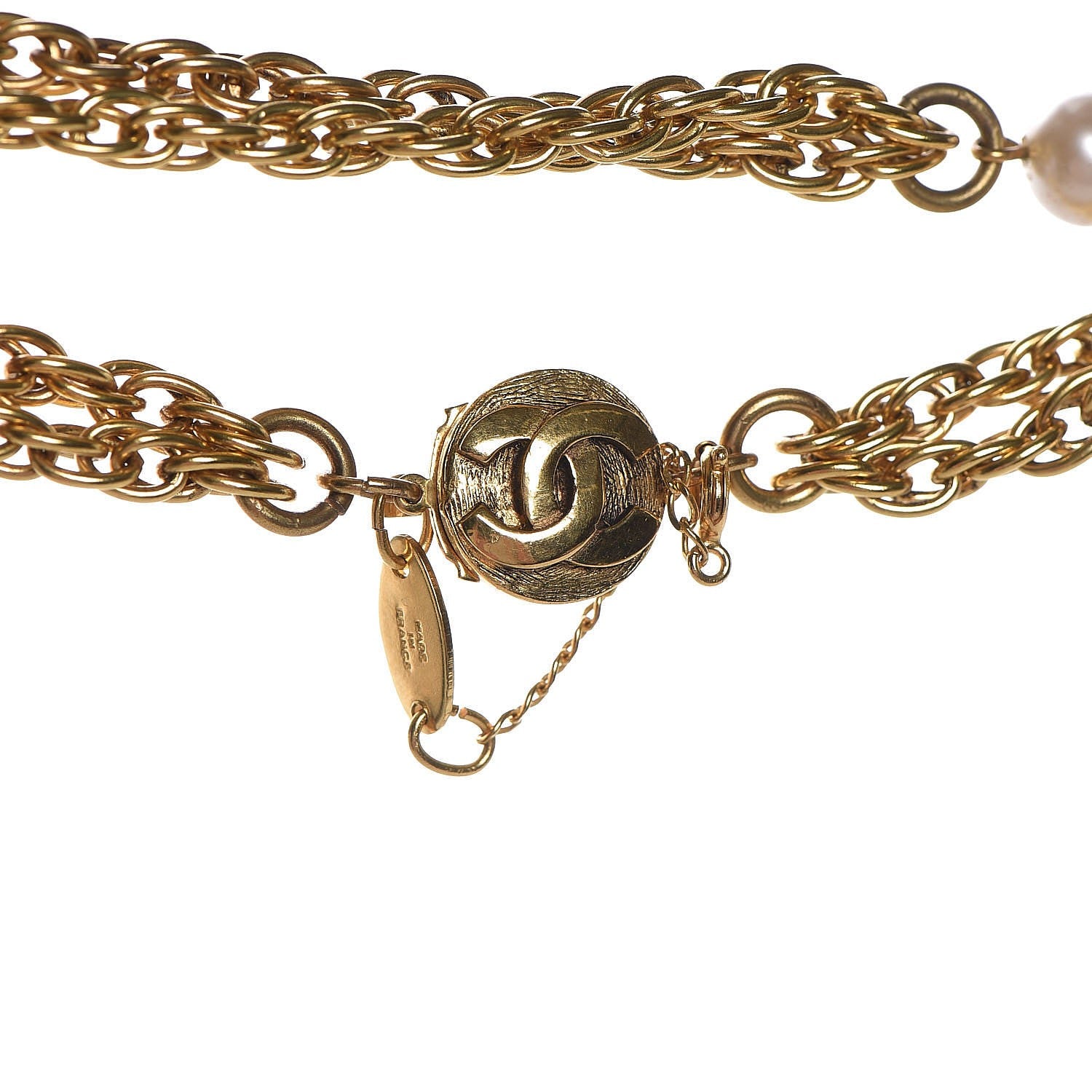 Chanel Pearl Clover Long Necklace Gold 5 of 6