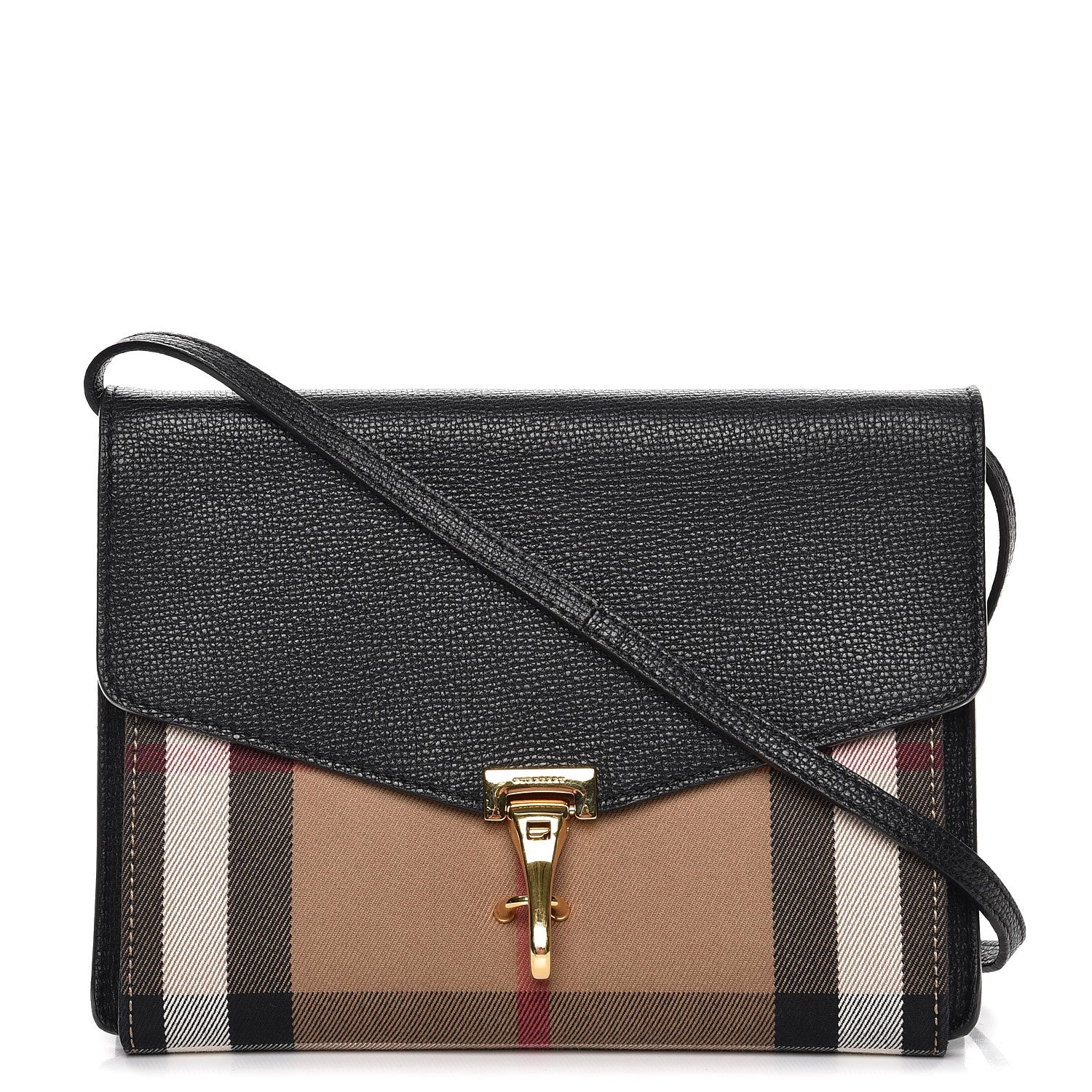 Burberry Derby Calfskin House Check Small Macken Crossbody Bag Black 1 of 8