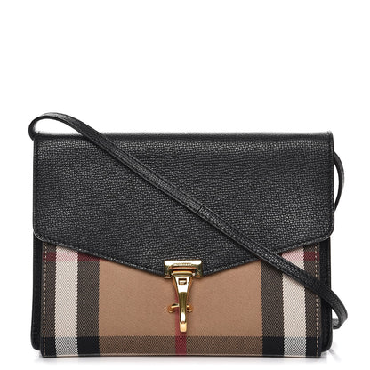 Burberry Derby Calfskin House Check Small Macken Crossbody Bag Black 1 of 8
