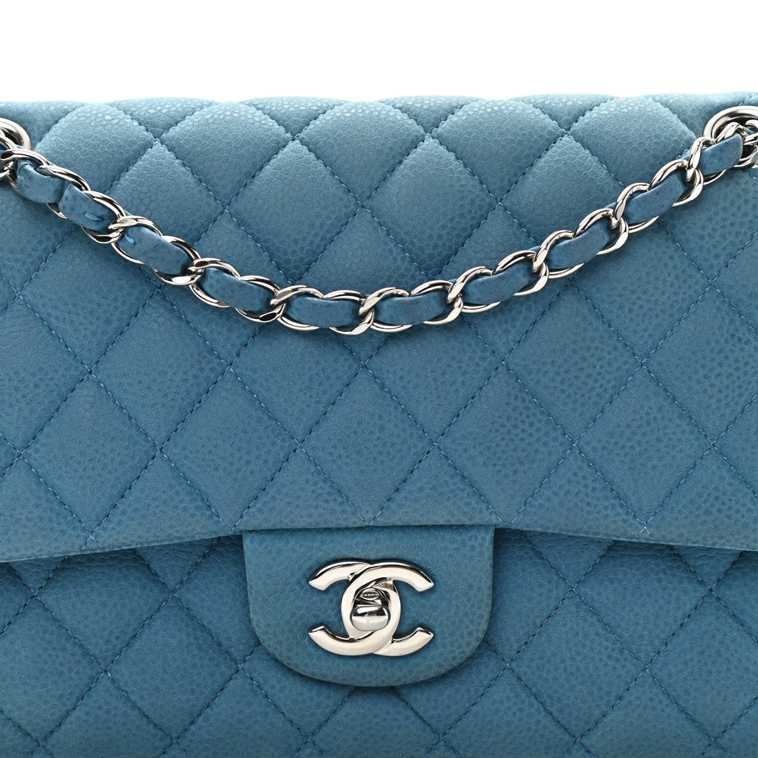 Chanel Iridescent Caviar Quilted Medium Double Flap Blue 3 of 13