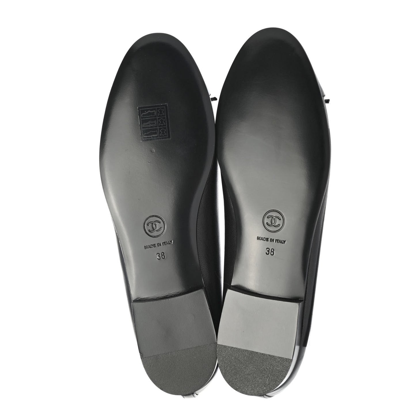 Lambskin Patent Cap Toe Ballerina Flats 38 Black