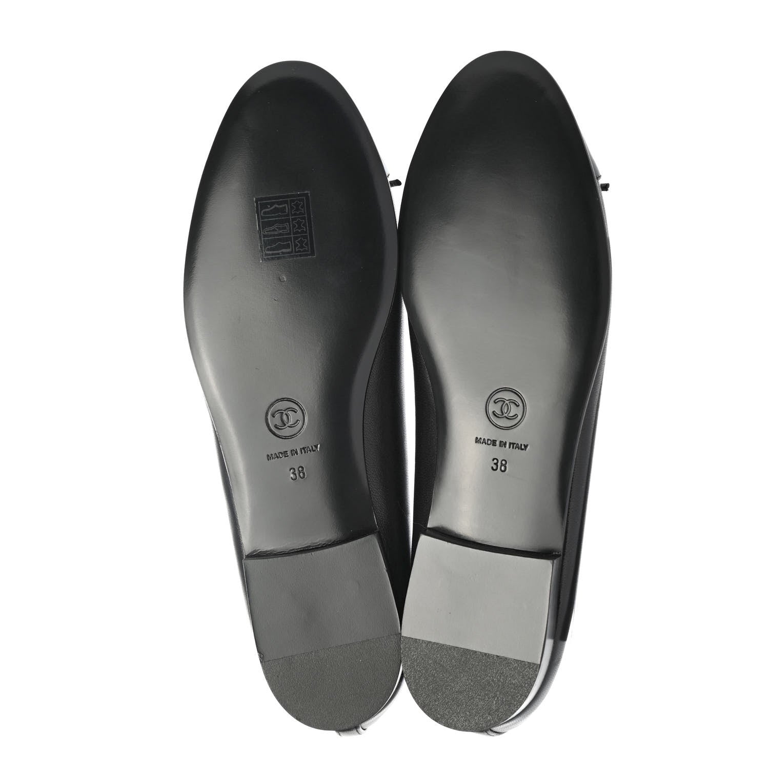 Chanel Lambskin Patent Cap Toe Ballerina Flats 38 Black 4 of 4