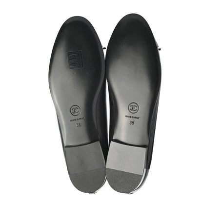 Chanel Lambskin Patent Cap Toe Ballerina Flats 38 Black 4 of 4