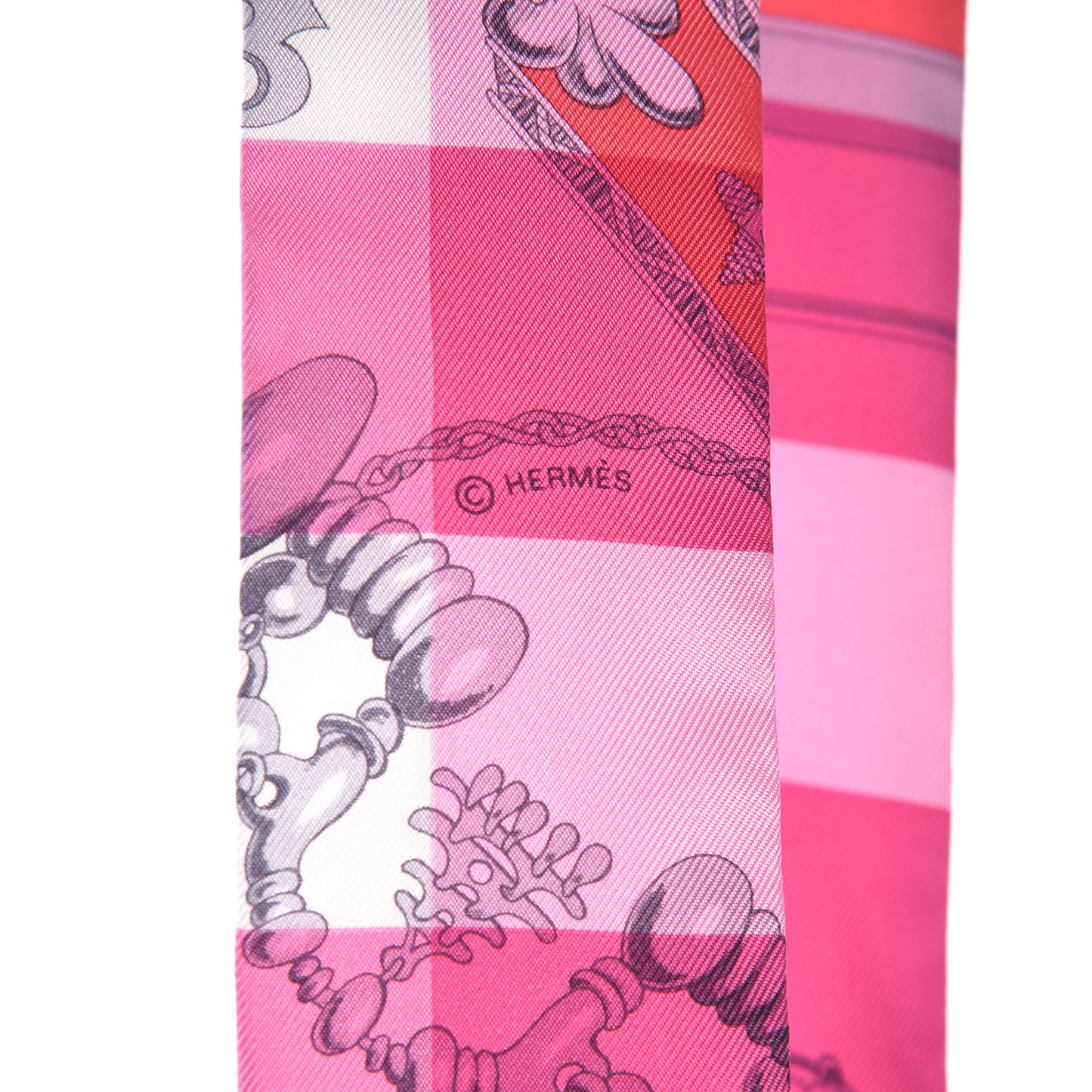 Silk Mors Et Gourmettes Vichy Twilly Rose Vif Framboise White