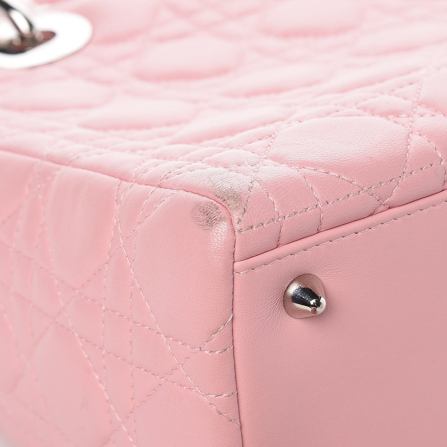Lambskin Cannage Medium Lady Dior Rose Clair