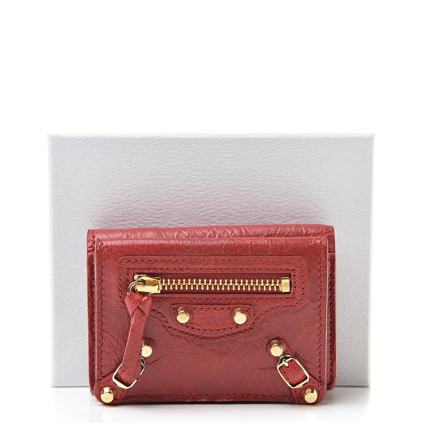 Agneau Arena Classic Hardware Mini Wallet Rouge Groseille
