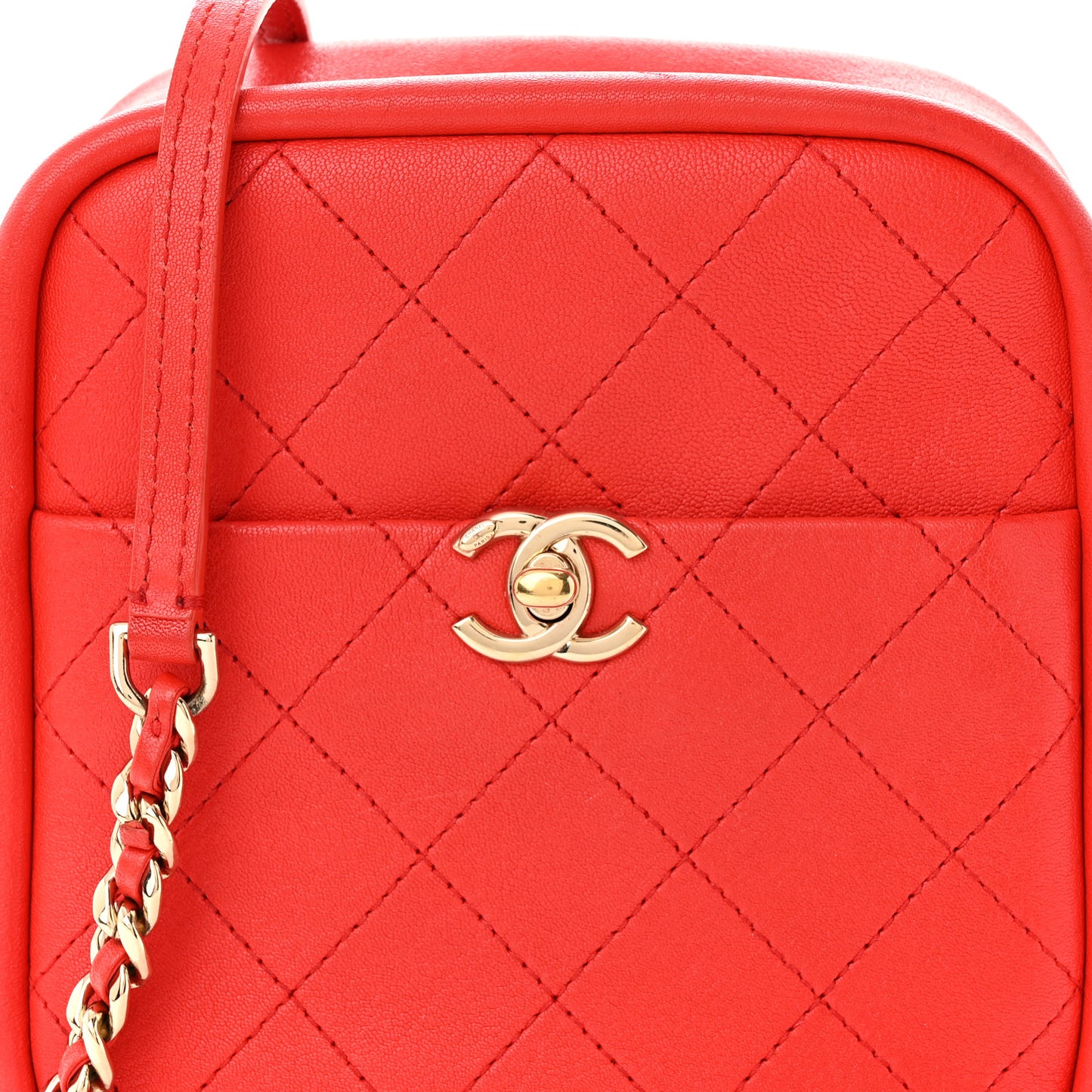 Goatskin Stitched Casual Trip North South Camera Case Red