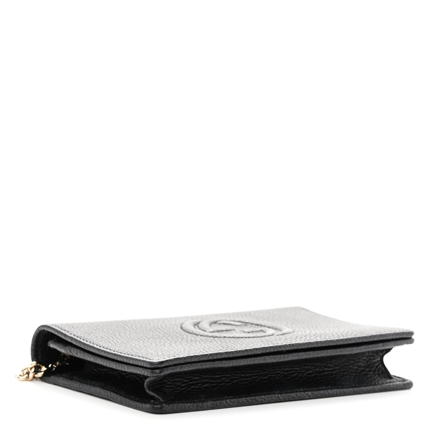 Pebbled Calfskin Soho Wallet on Chain Black