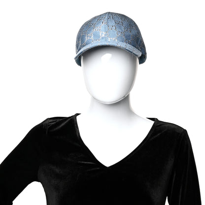 Gucci Canvas Lame GG Monogram Rush Baseball Hat XL Blue Silver 2 of 9