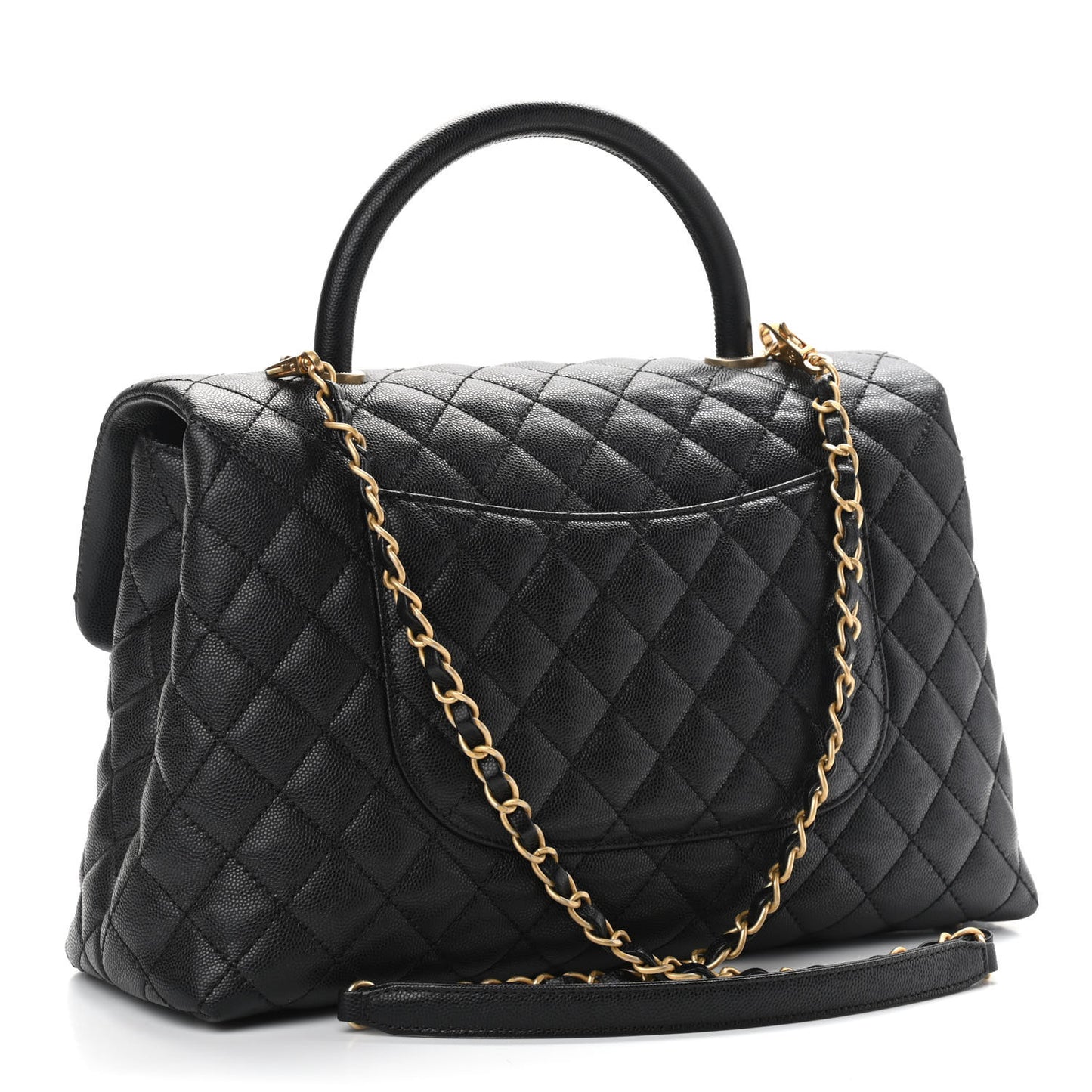 Caviar Quilted Medium Coco Handle Flap Black