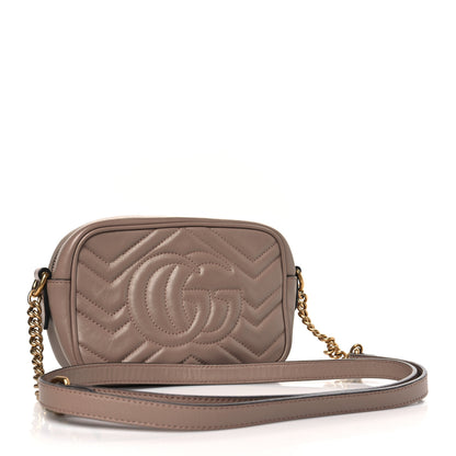 Gucci Calfskin Matelasse Mini GG Marmont Chain Shoulder Bag Porcelain Rose 3 of 9