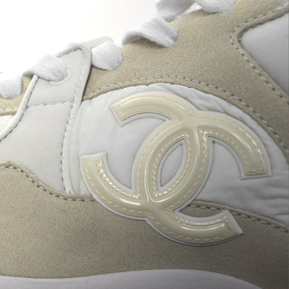 Chanel Suede Calfskin Fabric CC Sneakers 39.5 White 11 of 13