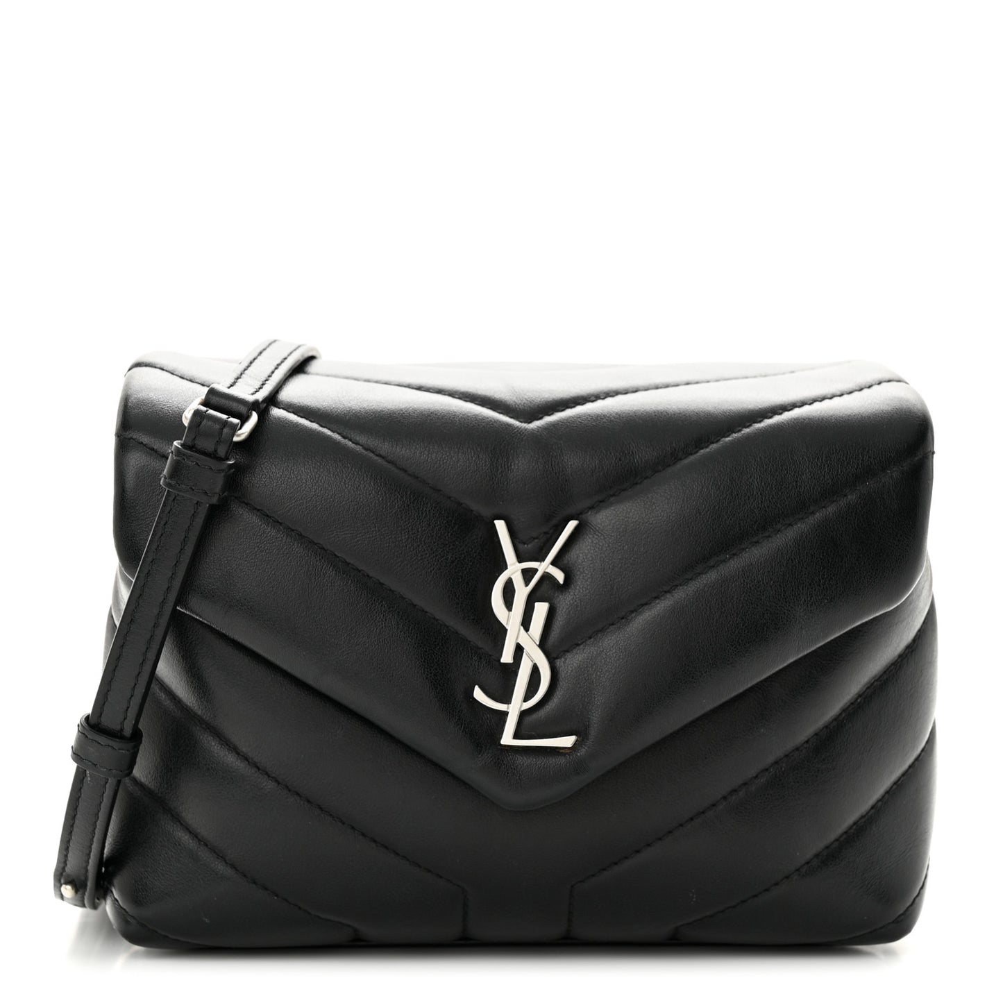 Calfskin Y Quilted Monogram Toy Loulou Crossbody Bag Black