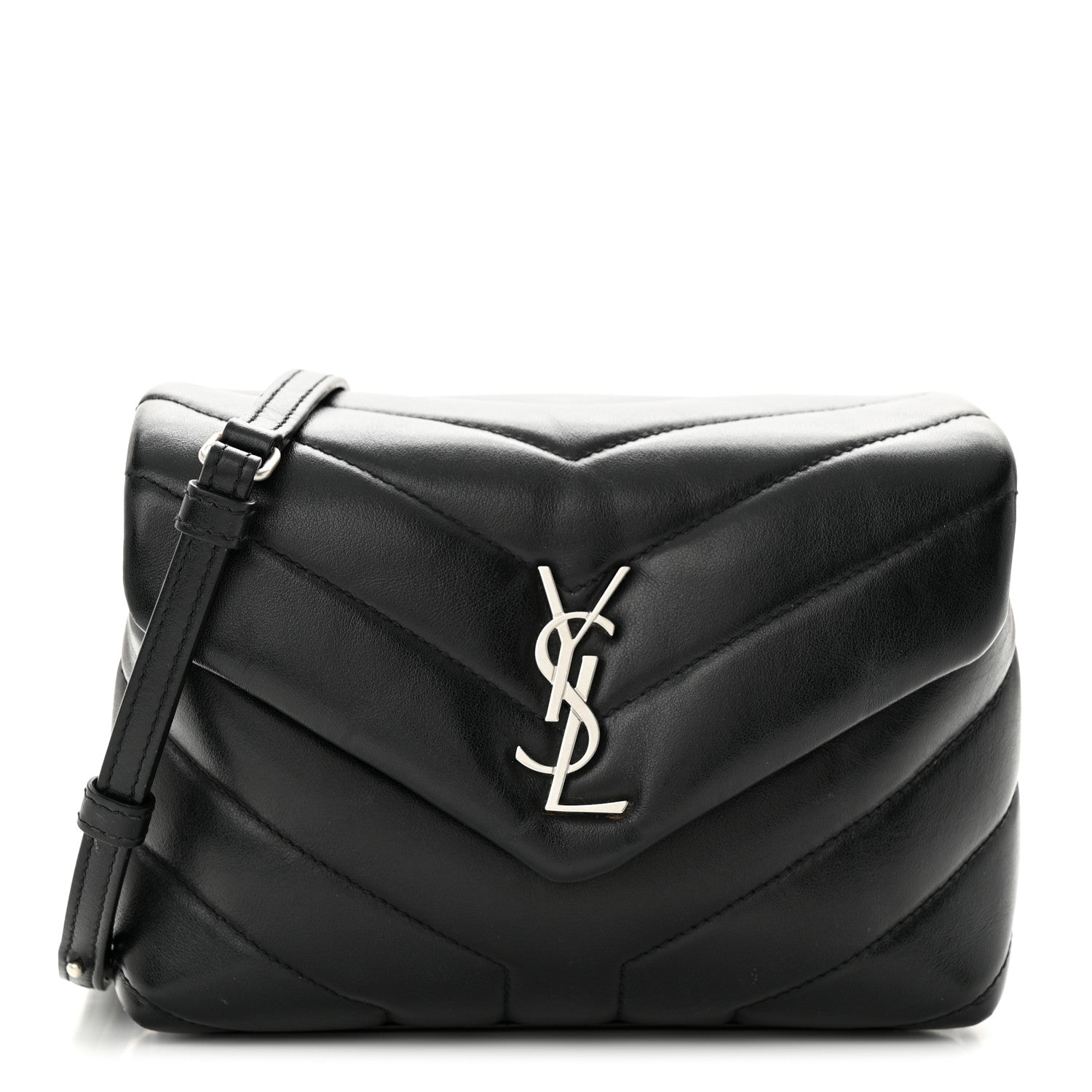 Saint Laurent Calfskin Y Quilted Monogram Toy Loulou Crossbody Bag Black 1 of 10