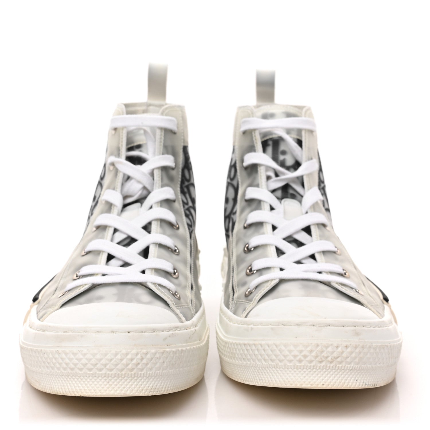 Christian Dior Technical Canvas Oblique Mens B23 High Top Sneakers 44 White Black 2 of 8