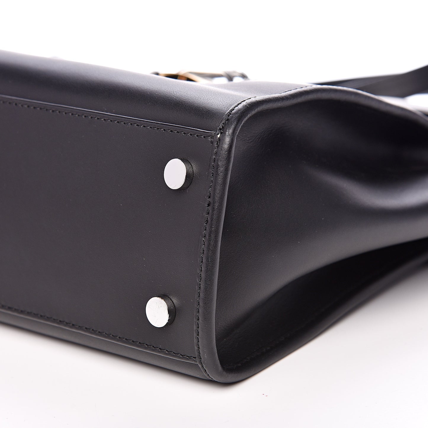 Smooth Calfskin Attica Chain Satchel Black