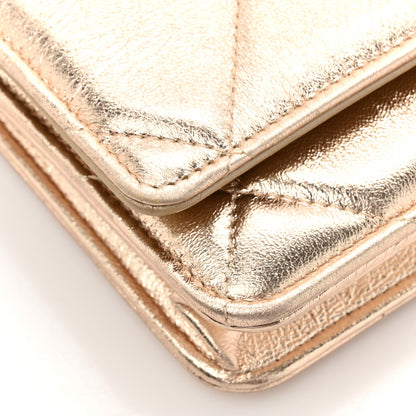 Chanel Metallic Goatskin Quilted Chanel 19 Wallet On Chain WOC Gold 12 of 15