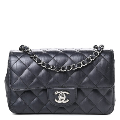 Chanel Iridescent Calfskin Quilted Mini Rectangular Flap Charcoal 1 of 17
