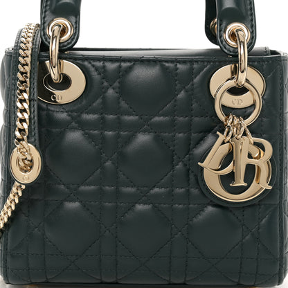 Christian Dior Lambskin Cannage Mini Lady Dior Dark Green 7 of 10