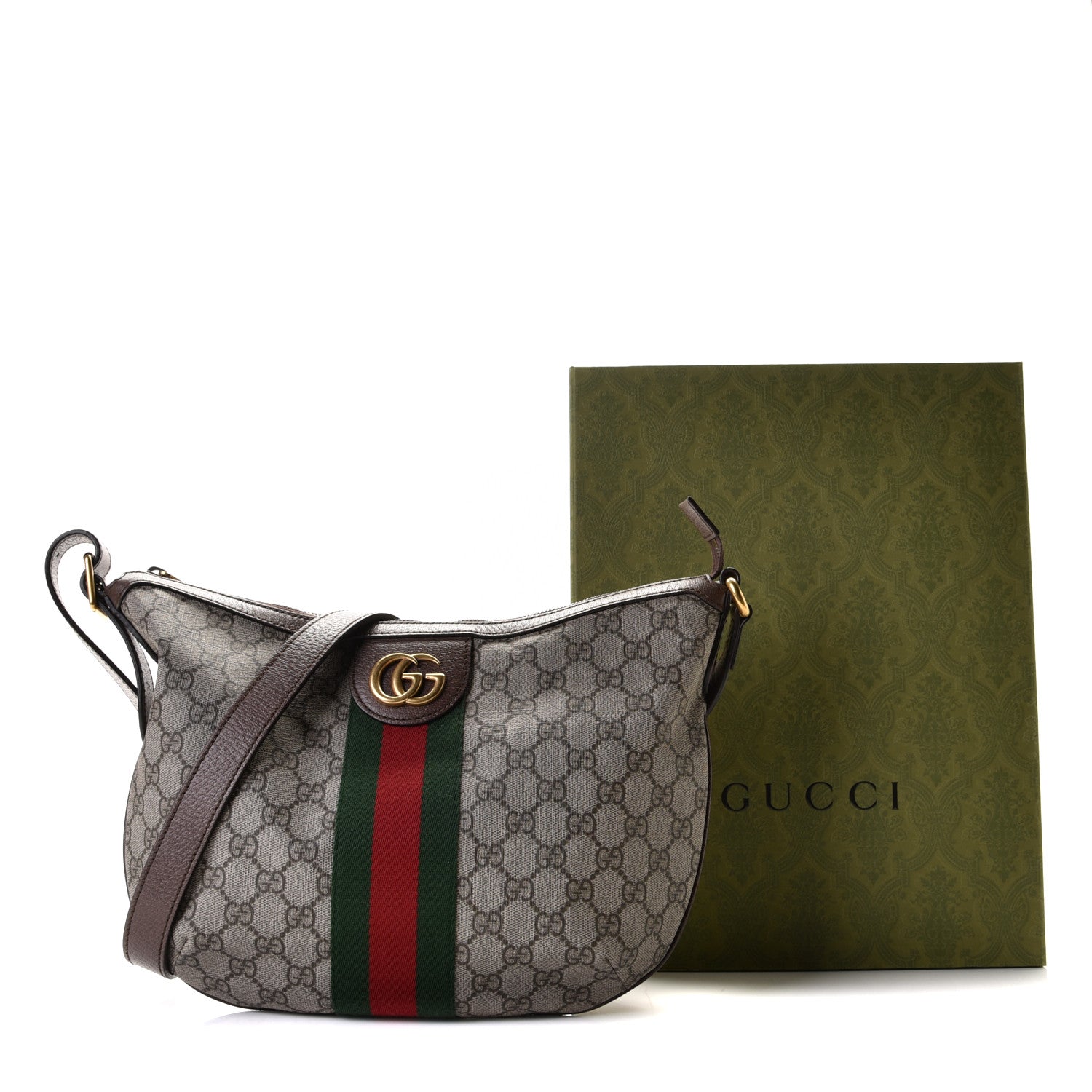 Gucci GG Supreme Monogram Web Small Ophidia Half Moon Hobo Brown 11 of 11