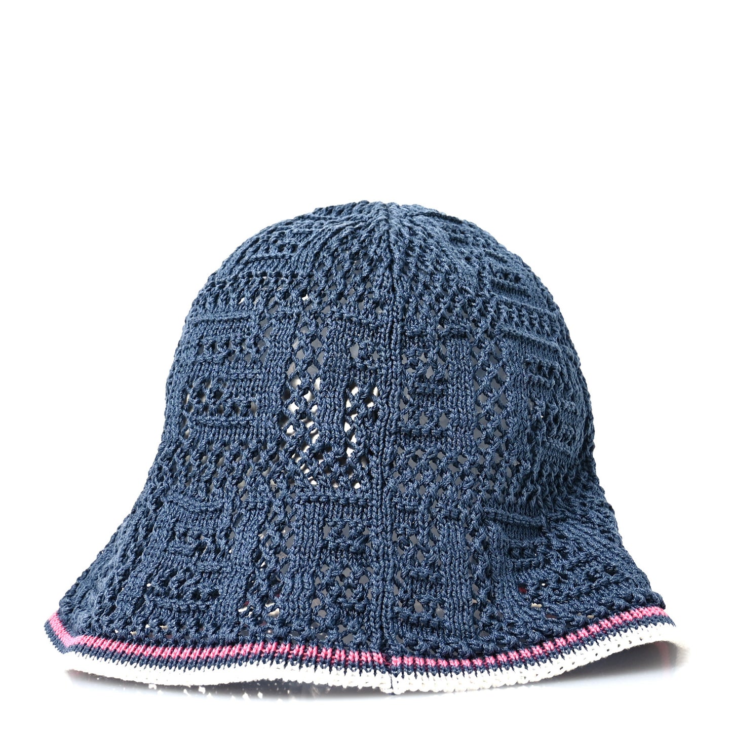 Cotton Rayon FF Knitted Bucket Hat M/L Blue