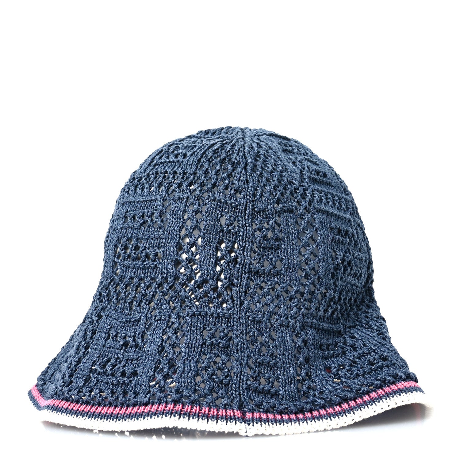 Fendi Cotton Rayon FF Knitted Bucket Hat M/L Blue 6 of 8