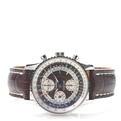 Breitling Stainless Steel Alligator 43mm Navitimer Montbrilliant Datora Automatic Watch Brown A21330 3 of 7