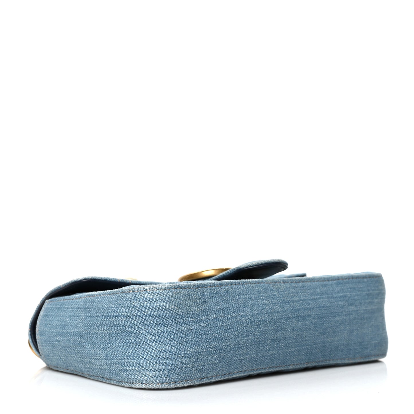 Denim Matelasse Pearl Studded Mini GG Marmont Shoulder Bag Blue