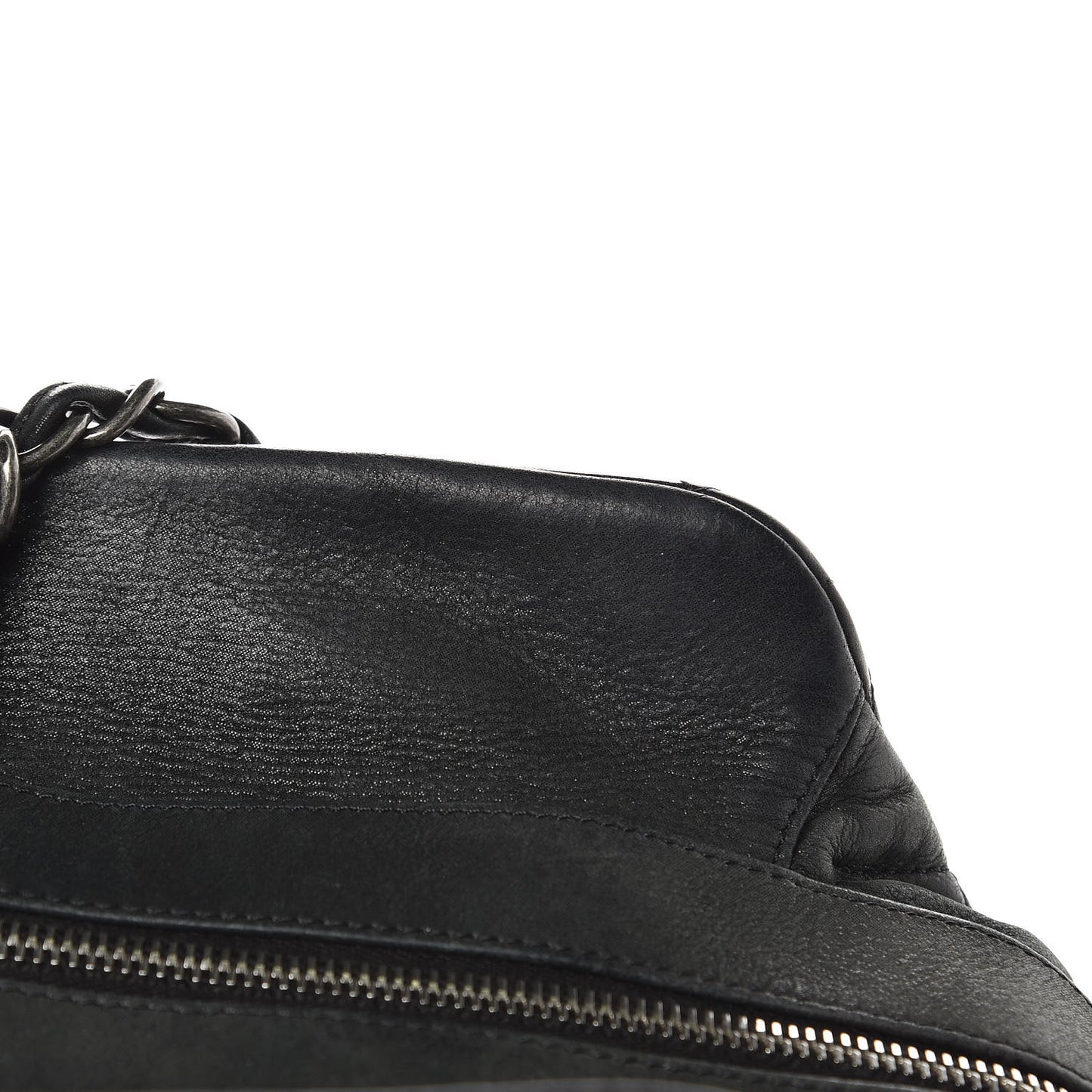Iridescent Calfskin Chic Quilt Bowling Bag Black
